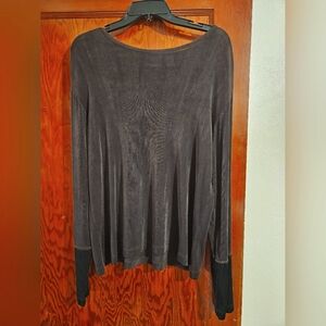 Chico's Travelers Dark Brown and Black Long-Sleeve Top Blouse Size 3